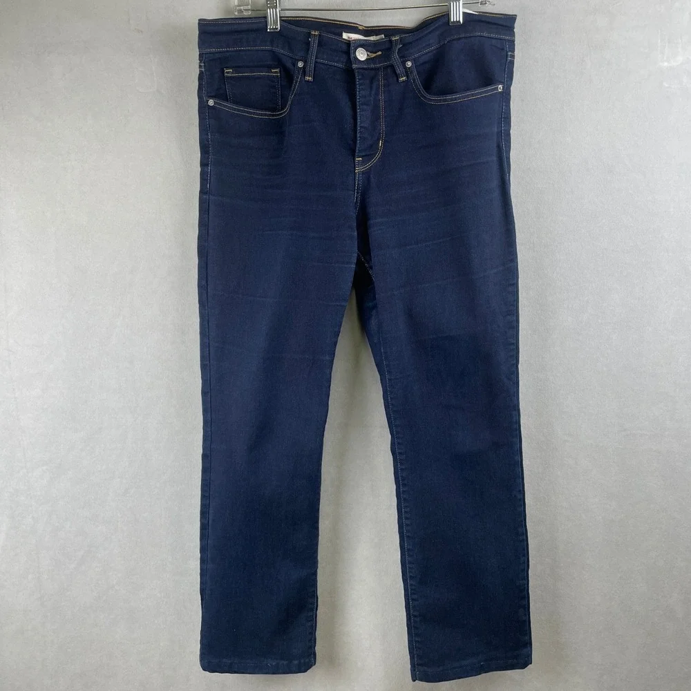 Levi's 314‎ Shaping Straight Dark Wash Mid Rise Jeans Wmns 36 Stretch Fits Big